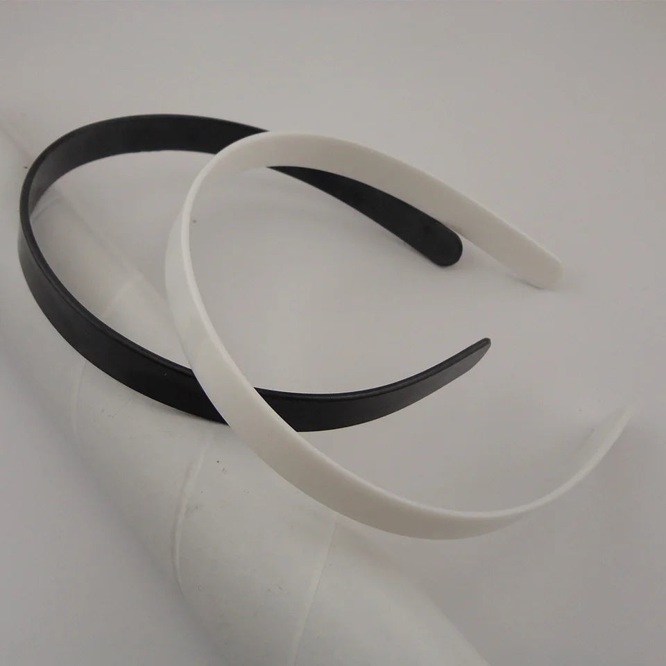 20PCS 14mm 12mm 10mm Black White Plain Plastic Flat Hair Headbands Eco-Friendly Material No Teeth Hair Hoops Base Hairbands DIY