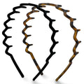 2026 S/S Kitsch Zig Zag 2-Pack Non-Slip Wave Design Headbands - Eco-Friendly Recycled Plastic Hair Accessories