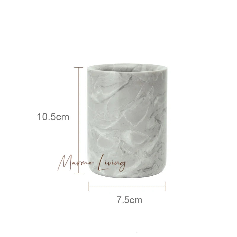 Pitaya Flower Natural Marble Bathroom Accessories Sets Soap Dispenser Toothbrush Holder Cup Toilet Brush Ashtray Jewelry Trays