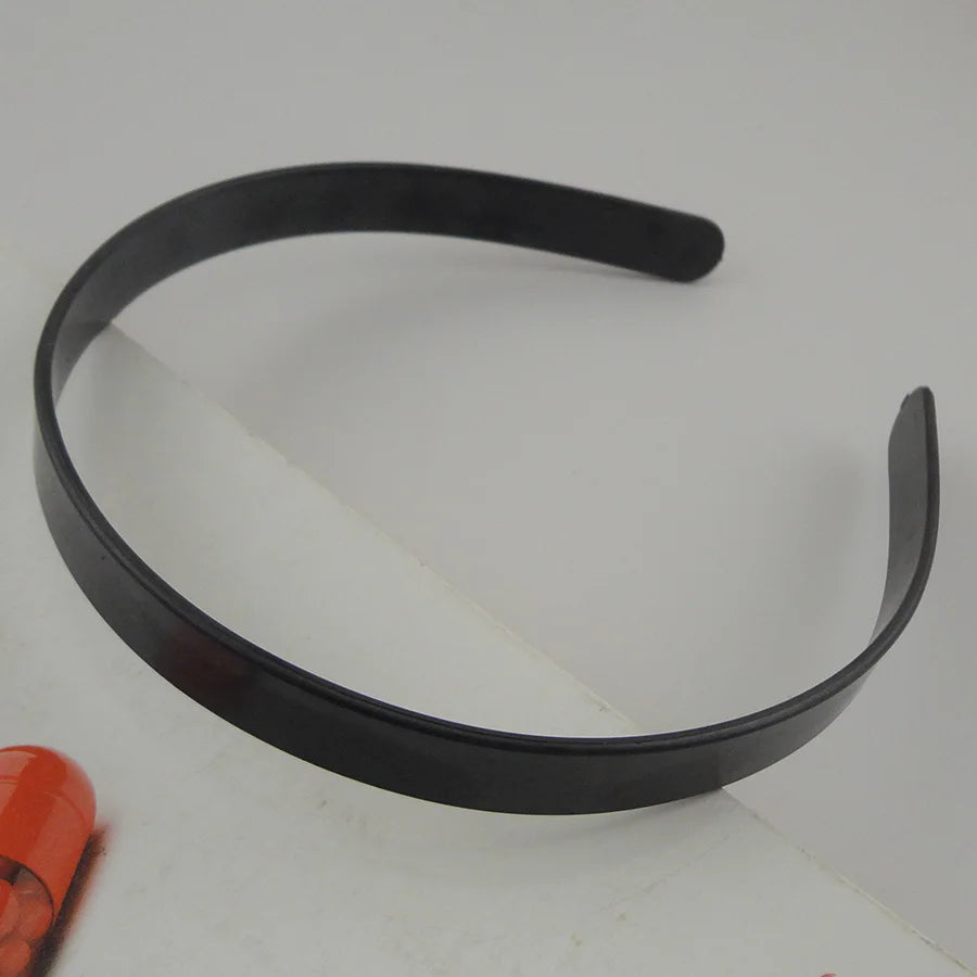 20PCS 14mm 12mm 10mm Black White Plain Plastic Flat Hair Headbands Eco-Friendly Material No Teeth Hair Hoops Base Hairbands DIY